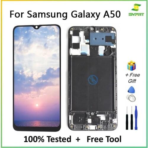 Super AMOLED For Samsung Galaxy A50 2019 A505F/DS A505F A505FD A505A Display Touch Screen Digitizer Assembly For Samsung A50 LCD