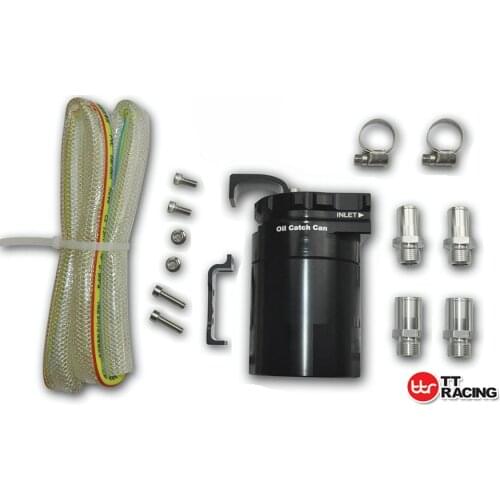 OT7BK - Universal 0.5L Double Baffle Oil Catch Tank Can Reservoir Tank 15mm 19mm Black