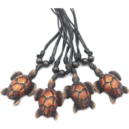 Jewelry Wholesale 12PCS Simulation Bone Carved fish scales Turtles Pendants Boy Mens Surfing Necklace Gift MN448