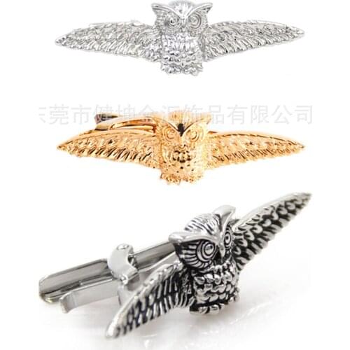 10pcs/lot Ancient Silver Flying Owl Tie Clips Copper Tie Pin Bars Mens Jewelry Accessory Fashion Gift