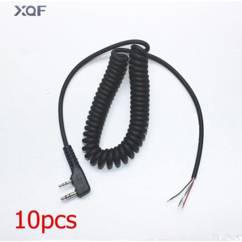 10pcs DIY 4 Wire Microphone Cable K Plug 2 Pins Replace Mic Cables for Kenwood Wouxun Baofeng Puxing Linton TYT Walkie Talkie