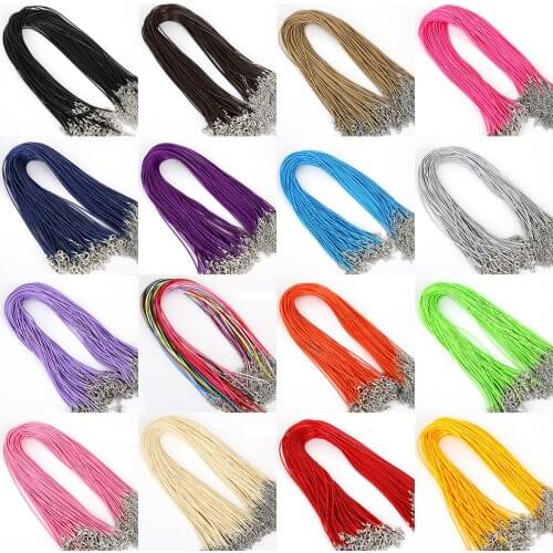 1.5/2mm 10pcs Faux Leather Cords Chains Adjustable Necklace Bracelet With Lobster Clasp String For Jewelry Making Findings DIY