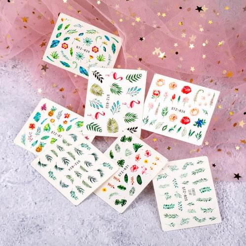 3D design DIY leaf rose flower animal glue nail nail sticker decal manicure slider decoration nail decoration