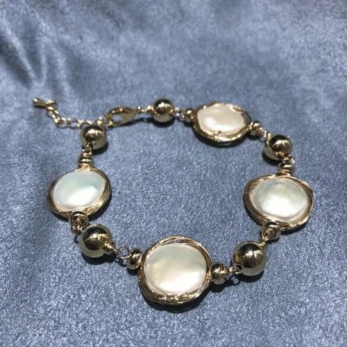 4 pieces/12-13mm pearl,Natural Fresh-water Button Pearl Bracelet for women,original design Fashion jewelry for Party decor