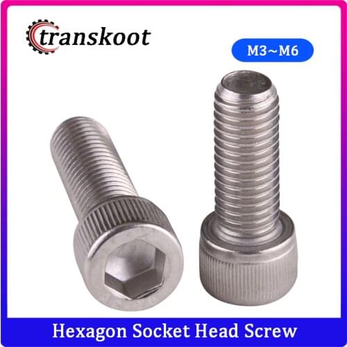 50pcs M3 M4 M5 M6 Stainless Steel Hexagon Hex Socket Head Screw, Cylinder Head Screw