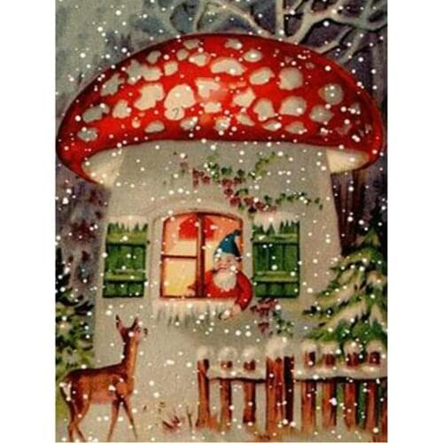 Diy Diamond Snow scene Full Drill Painting Cross Stitch Suit Santa Mushroom House Diamond Embroidery Home Decoration reindeer