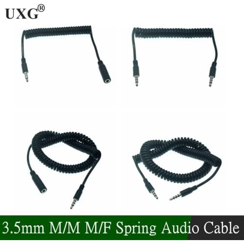 Aux Spring Cable with Microphone Gold-Plated 3.5mm Jack Male to Male Female 90 Degree Audio Cable Jack 3.5 for iPhone MP3 / MP4