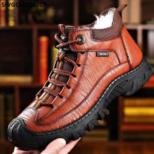Winter Boots Men Leather Casual Shoes Snow Boots Man Platforms Black Ankle Boots Luxury Designer Shoes Zapatos Hombre Chaussure