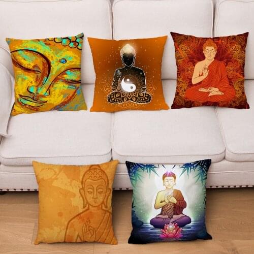 Maitreya Buddha Statue Print Pillowcase Super Soft Short Plush Cushion Cover 45*45cm Throw Pillows Covers Home Decor Pillow Case