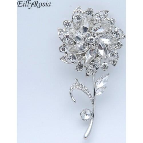 EillyRosia Crystals Groom Brooch Corsages Jewelry Decoration Groomsman Wedding Boutonnieres Fashionable Flower Style Design