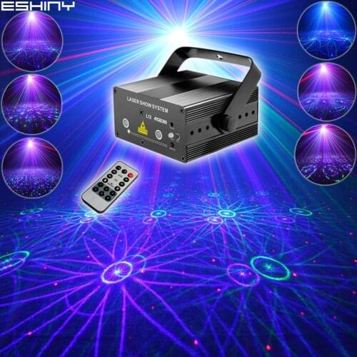 ESHINY MINI 2 Lens RGB Laser 12 Patterns Projector Family Party Bar DJ Holiday Disco Xmas Dance Lighting Stage Light Show N6T156