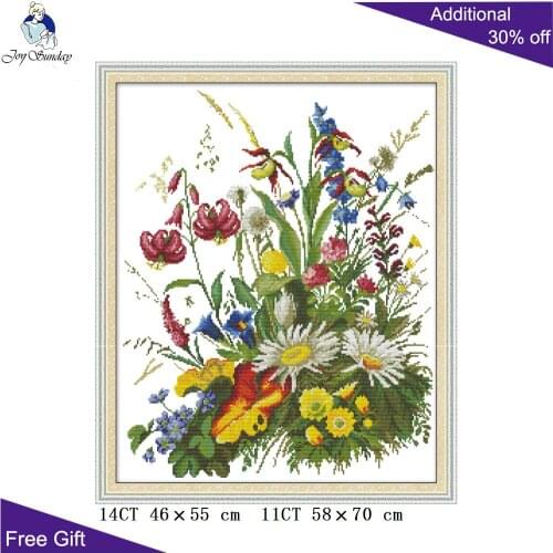 Joy Sunday Flowers Cross Stitch H789 14CT 11CT Stamped and Counted Home Decoration Wilderness Flower Cross Stitch Kits