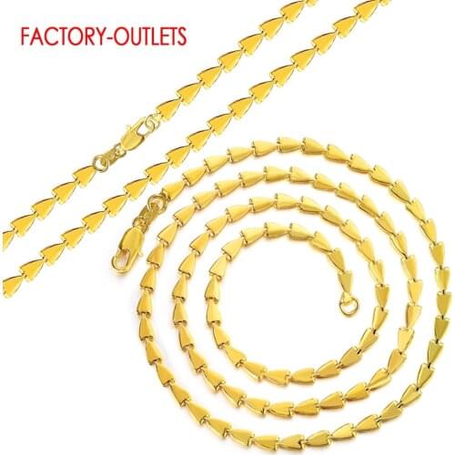 Hot Sale 3mm Width Gold Color Triangle Shape Link Chain Various Length For Choice Gorgeous Women Fashion Jewelry Present