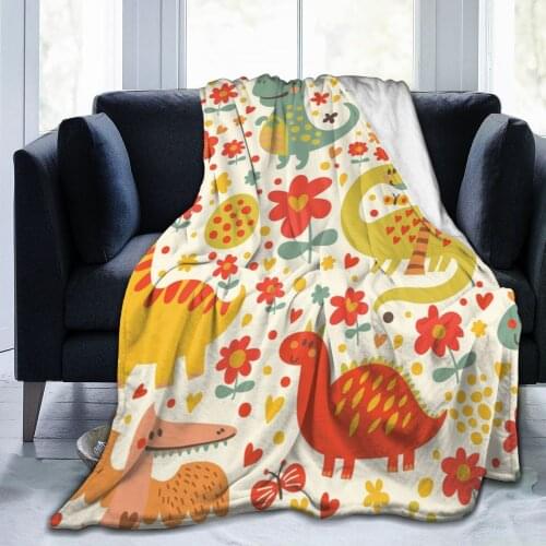 Cute Cartoon Dinosaur Pattern Super Soft Cozy Fleece Blanket For Kid Adult Colorful Summer Winter Family Dropship Family Throws