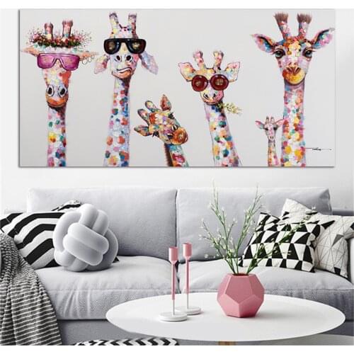 Cute giraffe childs room bedroom decor canvas animal painting modern canvas prints art dropshipping home decor posters prints