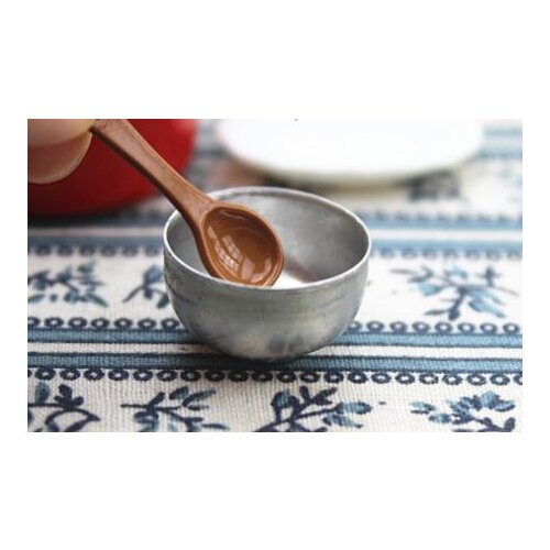 Dollhouse Miniatures - Round Metal Silver Pedestal Iron Bowl