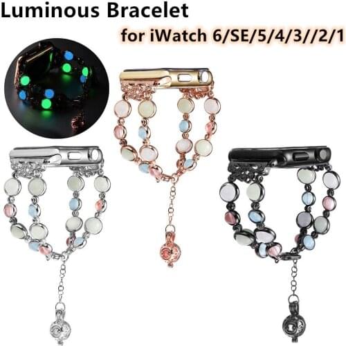 Fashion Adjustable Luminous Bracelet for Apple Watch 6 5 SE40 44MM Luxury Watch Strap Wristband for iWatch 4 3 2 1 38mm 42mm
