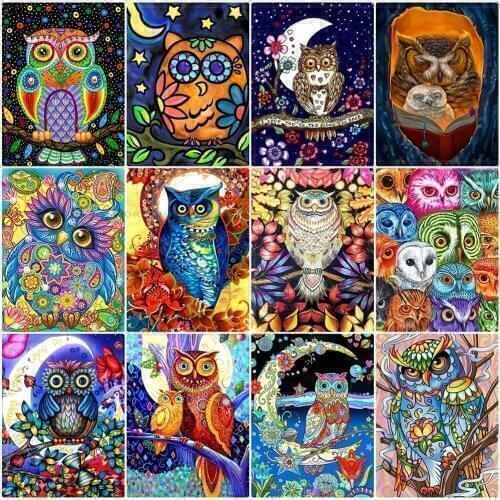 Cartoon Owl Diamond Embroidery Animal Mosaic Rhinestones Art Home Decoration 5D Diy Diamond Painting for Nursery Kids Room