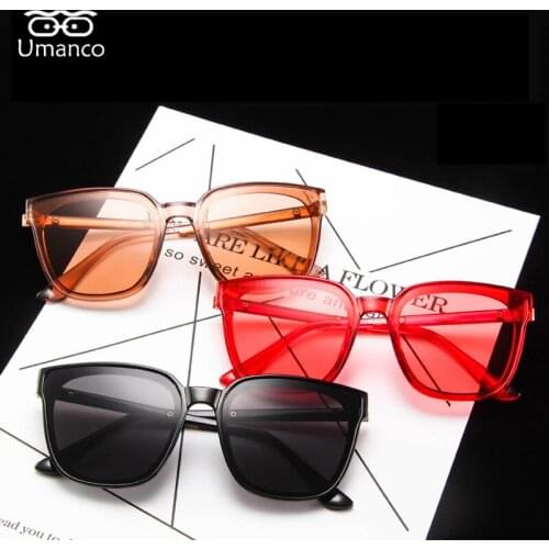 Umanco Oversized Square Sunglasses For Women Men PC Frame AC Lens Designer Brand Hot Beach Shades Travel Gifts