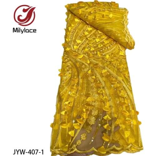Latest Embroidery Lace 3D Appliqued Lace High Quality African Tulle Fabric Embroidery for Wedding Dresses JYW-407