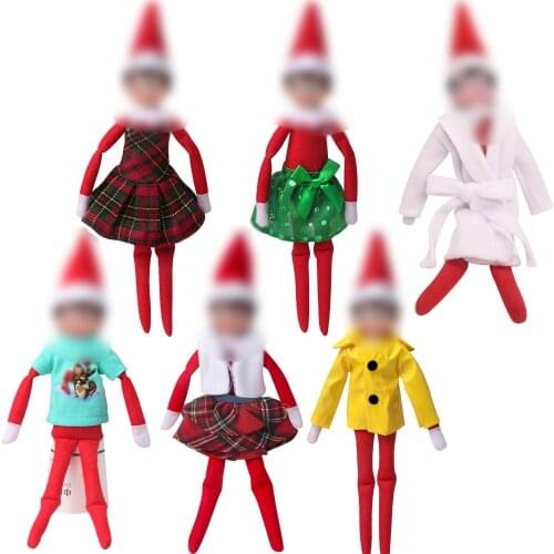 Christmas Elf Doll Clothes 3 Pcs/Set Robe Raincoat Skirt T-shirt Dress Toys For Childrens Christmas Gifts Elf（No Doll）m2