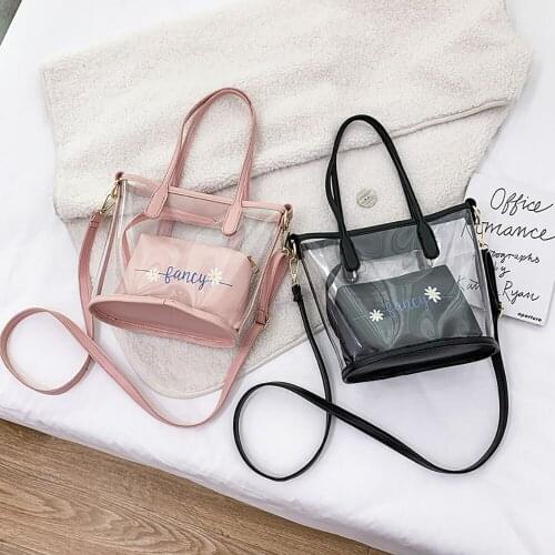 Transparent Plastic Composite Handbags Bag For Women Large Capacity Shoulder Bags PVC PU Material Crossbody Bags For Women