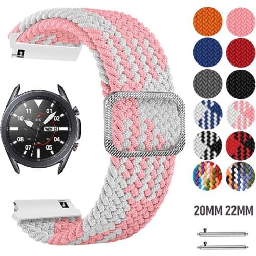 Nylon Bracelet for Galaxy Watch3 41/45mm Watchband for Samsung Galaxy 42/46mm Active 2 Elastic Adjustable Wrist Strap 22 20mm