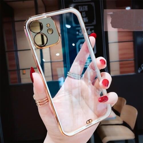 Luxury Transparent plating Shiny Bling soft silicon Phone Case For apple iPhone 12 Pro Max 7 8 Plus X XS XR 11 MiNi SE 10 cover