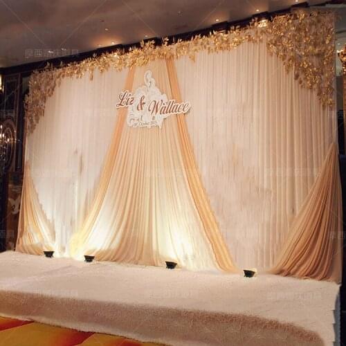 Champagne Swag wedding backdrop curtain drape For 3mx6m Curtain Wedding Decoration Party Decoration only Curtain