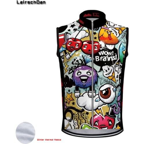 SPTGRVO Lairschdan 2020 Funny Graffiti Winter Thermal Cycle Vest Men/Women Warm Sleeveless Cycling Jersey Bicycle Bike Clothing