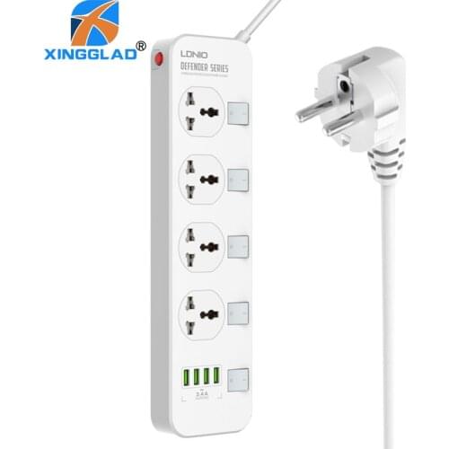 EU/UK Smart Plug Fast Charging Electric Power Strip Switch Socket 4 USB Port Extension Multi-function Power Supply for Phones