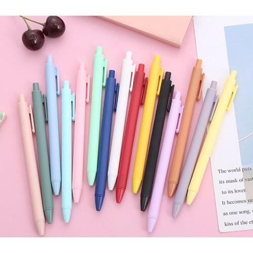 10Pcs/Set Cute Macaron Colors Retractable Gel Pens 0.5mm Black Ink Signature Pen Stationery Morandi Color Office School Supplies