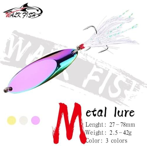 WALK FISH 1PCS Metal Spinner Spoon Lures Trout Fishing Lure Hard Bait Sequins Paillette Artificial Baits Spinnerbait2.5g-42g