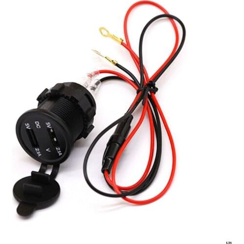 5V 2.1A Waterproof Dual Ports USB Charger Socket Adapter Power Outlet with Voltmeter for 12-24V Car Boat Motorcycle Vehicles
