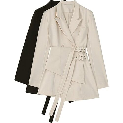 Vintage Irregular Bandage Blazer Women Fashion Notched Long Sleeve Suit Jacket Plus Size Spring Autumn blazer feminino