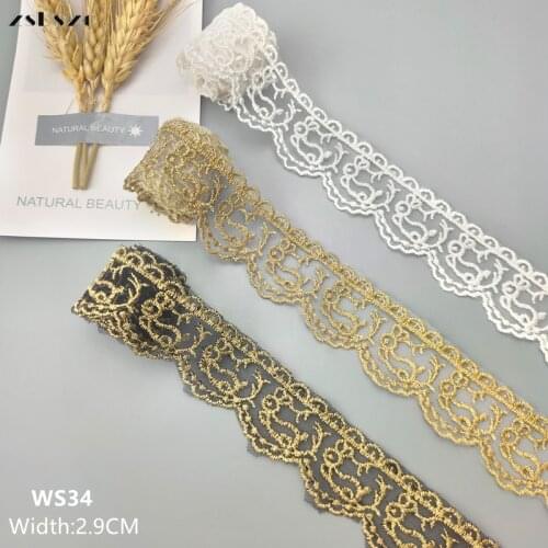 Zsbszc 10yards new macrame gold black white mesh High-quality Skirt decoration width 2.9cm DIY lace trim accessories WS34