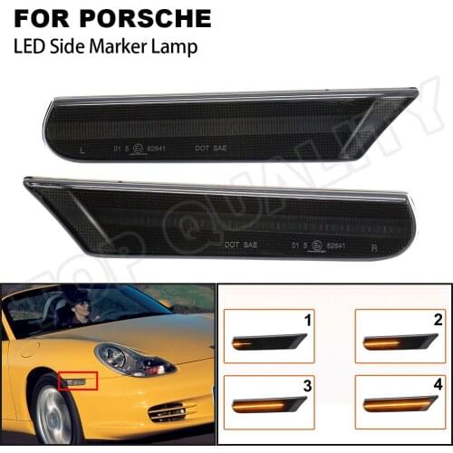 2PCS For Porsche Boxster 986 911 Coupe Convertible Targa (996) Smoked Lens Dynamic LED Side Marker Light Indicator Flowing Lamps