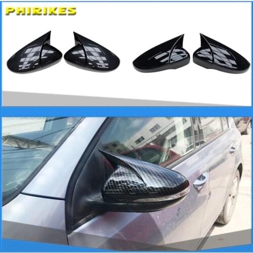 2PCS Side Car Mirror Covers Caps for VW Golf 6 GTI 6 Golf 6 R MK6 R20 Touran Pair Wing RearView Mirror Case Cover Trim Cap Black