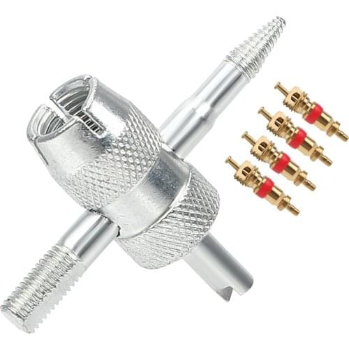 4pcs 4 in 1 Tire Valve Stem Removal Tool Car Tire Repair Tools Valve Stem Puller Tyre Copper Valve Core Cleaning Tool for