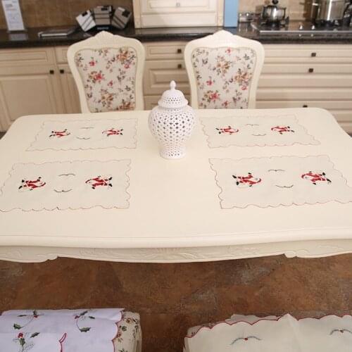 4pcs Christmas Decoration Dinner Table Mats Santa Clause Bell Plate Mat Set Kitchen for Xmas Desktop Home Restaurant Dector