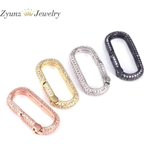 5PCS, Clear CZ Micro Paved Oval Clasps Lock Connector Clasps For Bracelet Necklace Making
