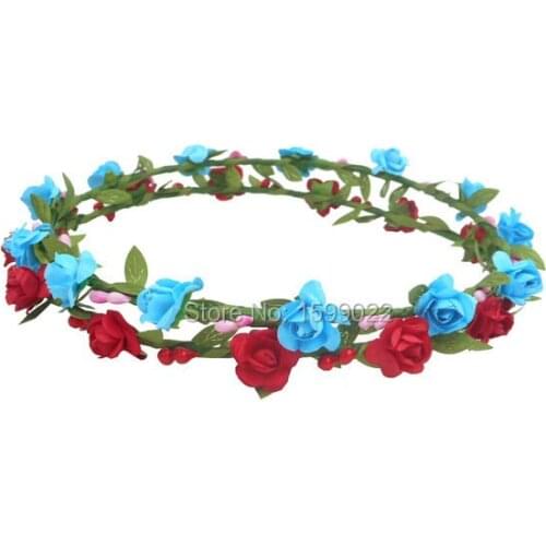 6pcs Bohemian Floral Head Crown Gypsy Headdress Beach Wedding Flower Head Jewelry Bridesmaid Headpieces Birthday Party Headwear