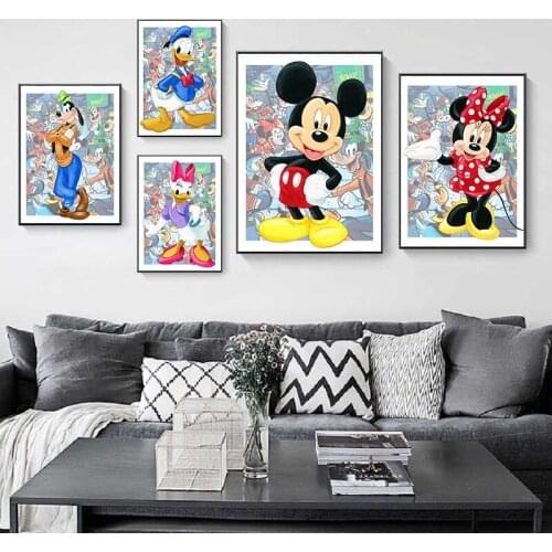 5D Diy Diamond Painting Disney Comics Mickey Mouse and Donald Duck Full Square Diamond Embroidery Cross Stitch Mosaic Decoration