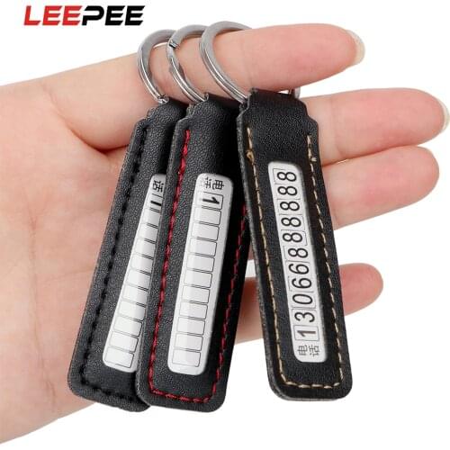 LEEPEE Phone Number Plate Car Keychain Key Ring Phone Number Card Anti-lost Car-styling Auto Vehicle Key Chain Keyring