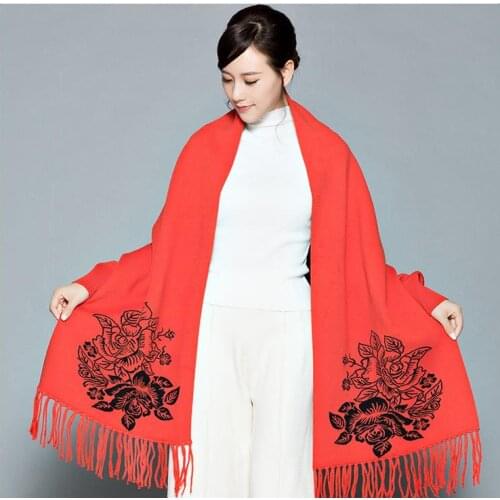 Brand winter scarf women female wool Black Red With sleeve cashmere coat cloak thickening double sided air dual-purpose shawl