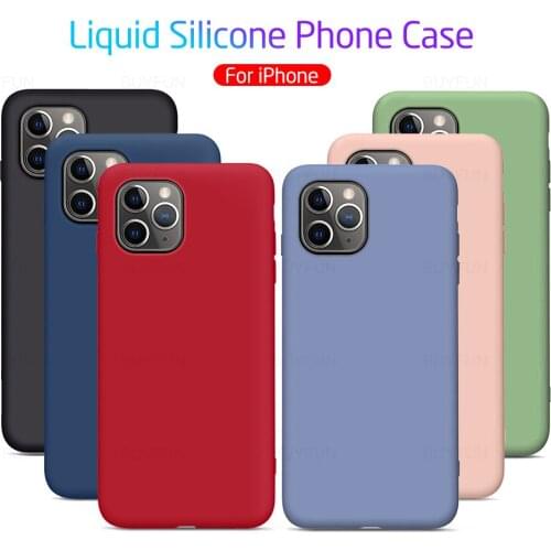 For iPhone11 12 pro max 7 8 Plus Case Liquid Silicone Gel Rubber Case Soft Microfiber Cloth Lining Cushion For iPhone XS MAX XR
