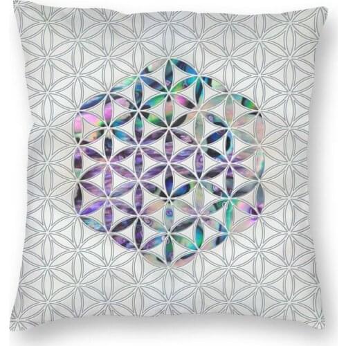 Flower Of Life Abalone Shell On Pearl Cushion Cover 40x40 Home Decor Geometric Mandala Throw Pillow For Living Room Two Side