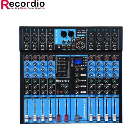GAX-ET8 Professional 8 Channel blueteeth Audio Mixer USB High Bass Mixing Console MP3 Karaoke Amplifier DJ Equipment
