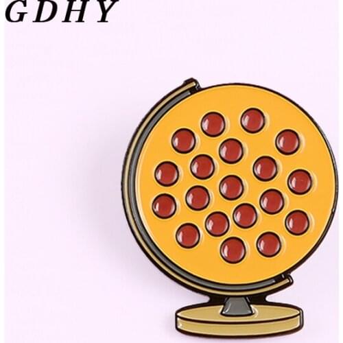 GDHY Fun Globe Yellow Pizza Brooches Enamel Pin globe brooch for Women children cute cartoon badge jewelry Geographer Gifts