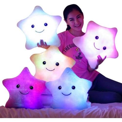 Plush LED Toy Gifts Light Up Star Pillow Luminous Glow Stuff Toys With Lights for 3 Years Girls Boys Kids Birthday Christmas